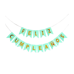 Banderín Feliz Cumpleaños Verde Agua