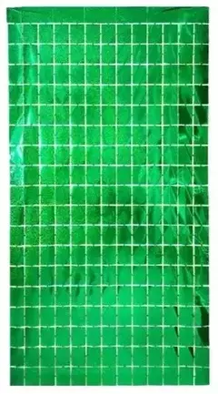 Cortina Decorativa Cuadrada Verde Holográfica