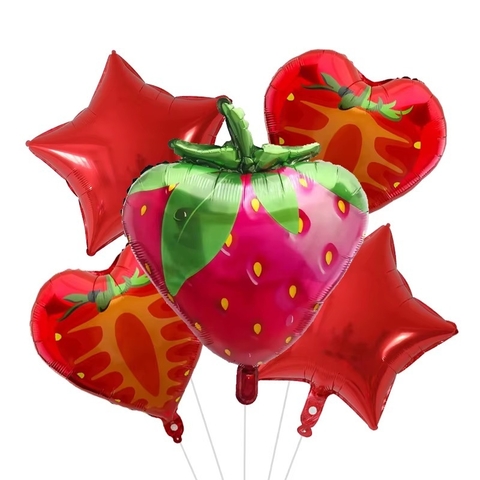 Set Globos FRUTILLAS x5