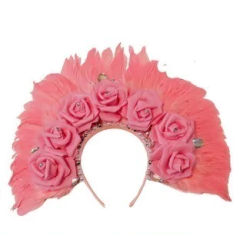 Vinchas Con Flores Grandes y Plumas - comprar online