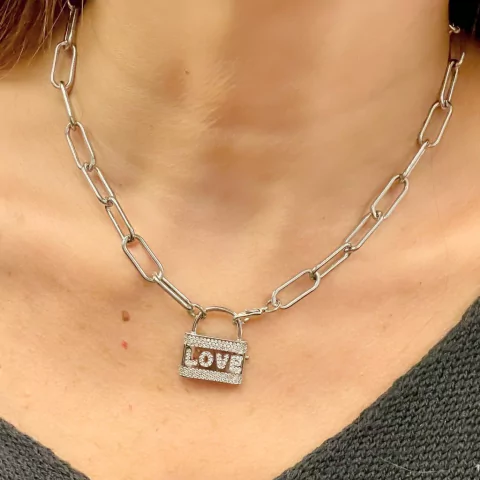 Collar Candado Love Plateado