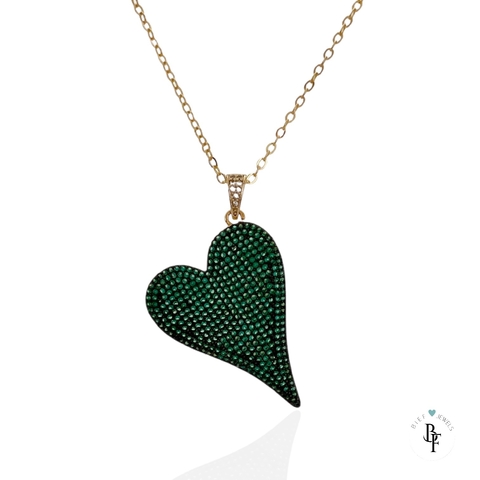 Collar Color Heart Pave