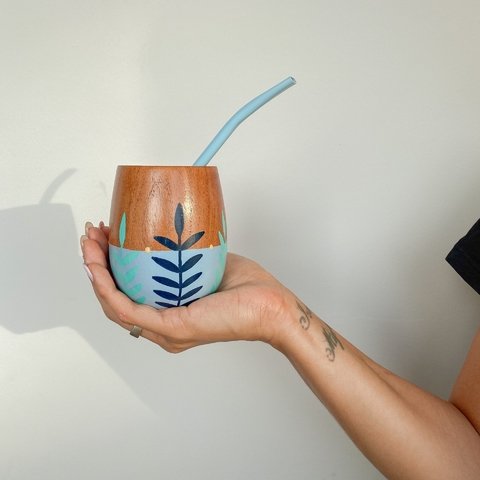 MATE HOJAS CELESTES - POR ENCARGUE