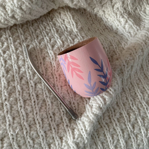 MATE HOJAS ROSAS ENTERO - POR ENCARGUE