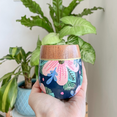 MATE HIBISCUS CON BORDE MADERA - POR ENCARGUE