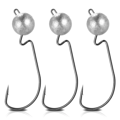Anzuelos Offset CASTER Cabeza Plomada 5g Para Señuelos De Goma 3 Unidades