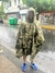 Poncho Piloto de lluvia camuflado con botones laterales