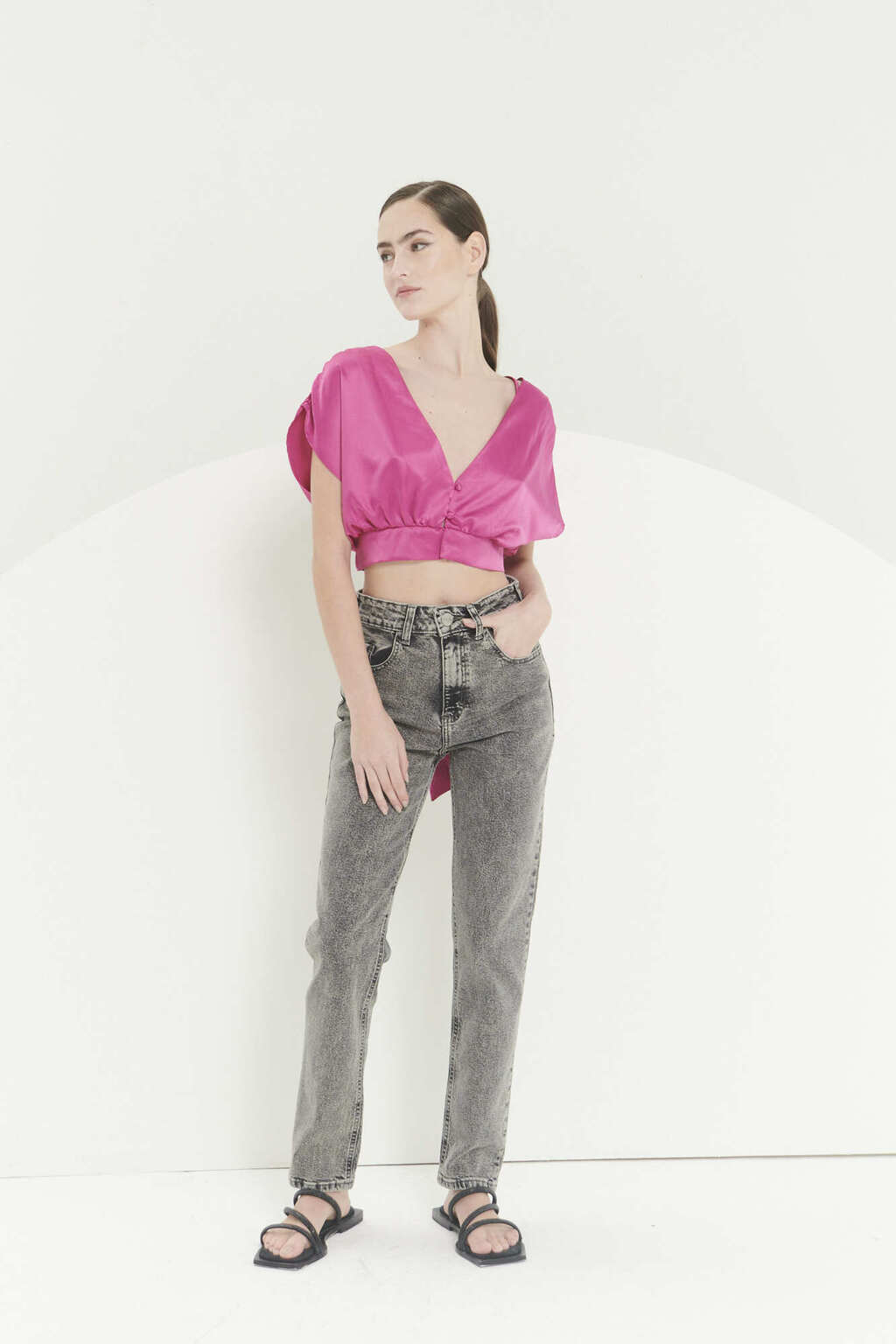 Pantalon Denim Mom Gris thumbnail 3
