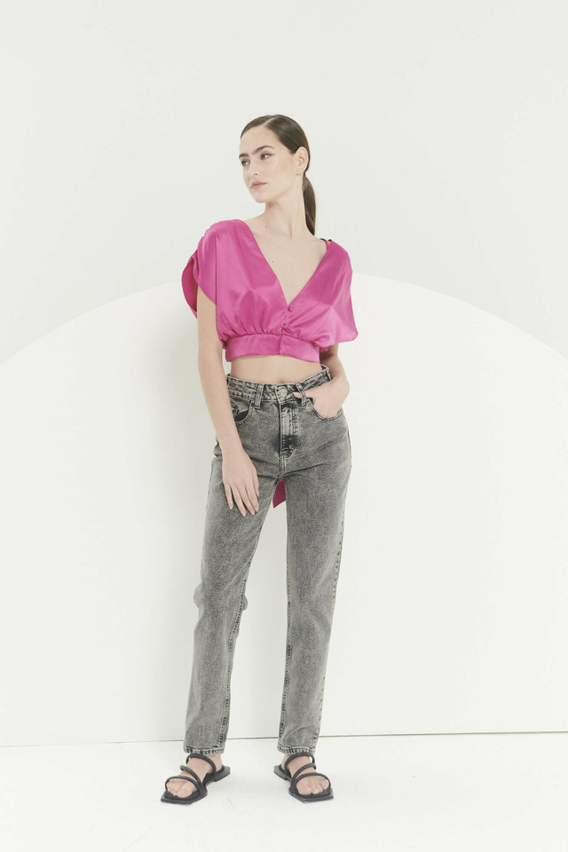 Pantalon Denim Mom Gris thumbnail 2