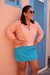 Short-Saia com Bolsos em LINHO AZUL HIDRA - CARU