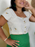 Blusa Cropped Com Botões BORDADO GIRASSOL