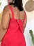 Combo Saia Midi com Entremeio e Blusa Cropped Laise VERMELHA - loja online
