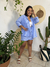 Maxi Camisa Com Botões Listra AZUL CÉU - comprar online