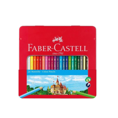 LAPICES COLOR X 24 LARGO (FABER) LATA ROJA