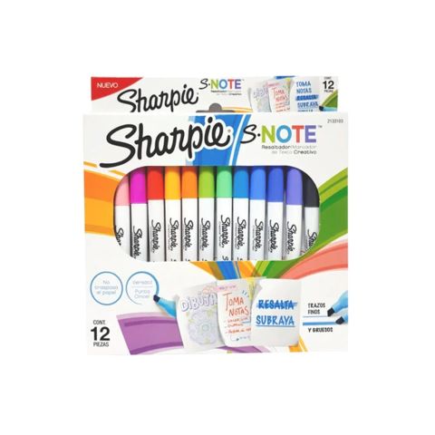 RESALTADOR SHARPIE S NOTE BLISTER CREATIVO - X 12 SURTIDOS