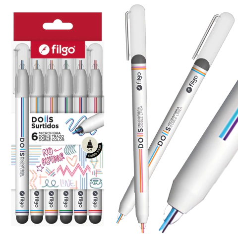 MICROFIBRA FILGO DOIIS 0.4MM DOBLE TRAZO - X 6 SURTIDOS - comprar online