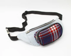 Riñonera de jean con bolsillo escocés (NUEVA) - comprar online