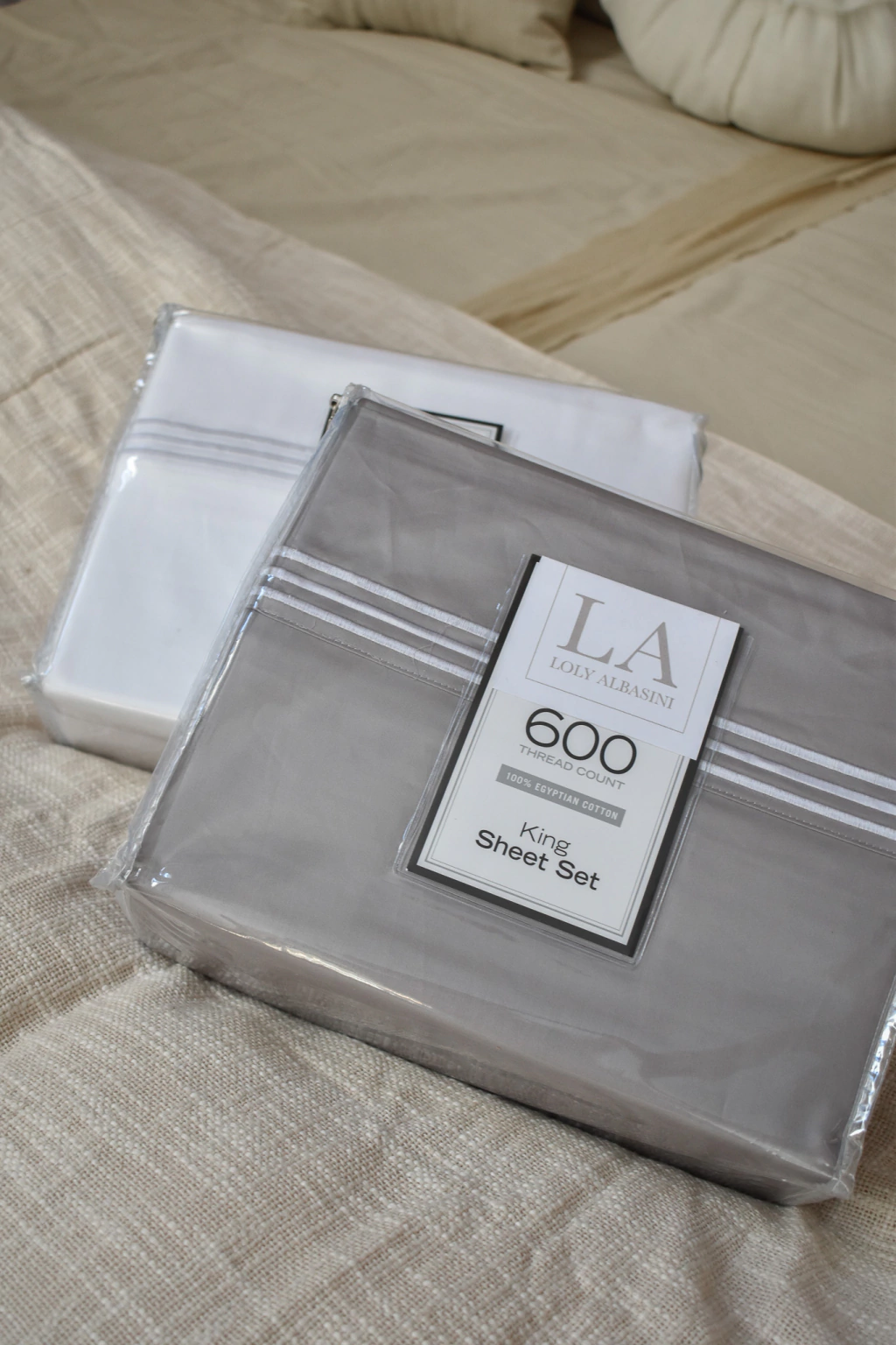 H4 Sábana King - 600 hilos - 3 festones GRIS