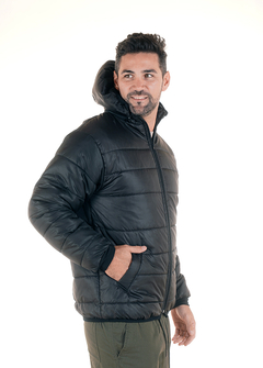 Campera inflada clásica con capucha desmontable negro en internet