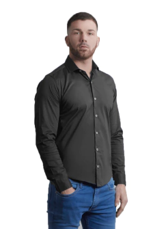 Camisa clásica elastizada negra - comprar online