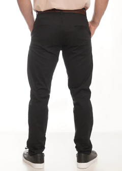 Pantalón gabardina corte chino negro - Bomer - Full Remeras