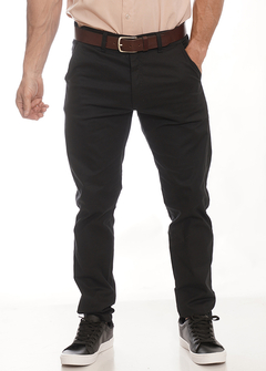 Pantalón gabardina corte chino negro