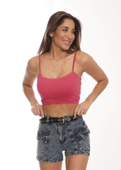 Crop top liso fucsia