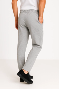 Pantalon joggin rustico recto de hombre gris claro - Bomer - Full Remeras