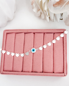 Pulseira olho grego/corações -PL070 - comprar online