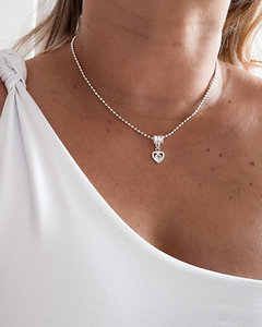 Choker bolinhas pingente coração- CL048