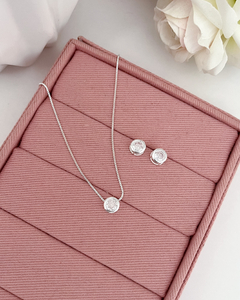 Conjunto colar e brinco ponto luz cristal- CJ05