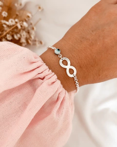 Pulseira infinito vazado olho grego- PL116