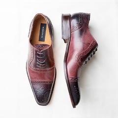 ZAPATOS CUERO BORDO PUNTERA PICADO - comprar online