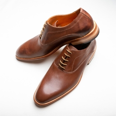 ZAPATOS CUERO MARRON CON COSTURA - comprar online