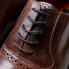 ZAPATOS CUERO ESFUMADO PUNTERA PICADO - tienda online
