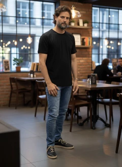 REMERA ALGODÓN PIMA PERUANO/ AZUL/BLANCO/NEGRO - comprar online