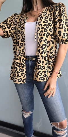 Blusa de fibrana manga corta con tiras para atar en internet