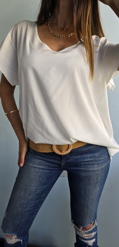 Maxi blusa de fibrana cuello v con volado en hombros evase en internet