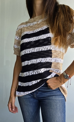 Remera tejida manga corta