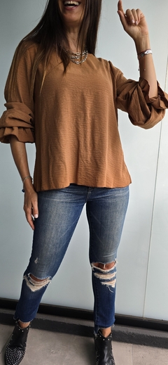 Blusa de cey m/l con frunce en puños - tienda online