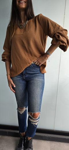 Blusa de cey m/l con frunce en puños - She Indumentaria