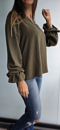 Blusa de cey m/l con frunce en puños - tienda online