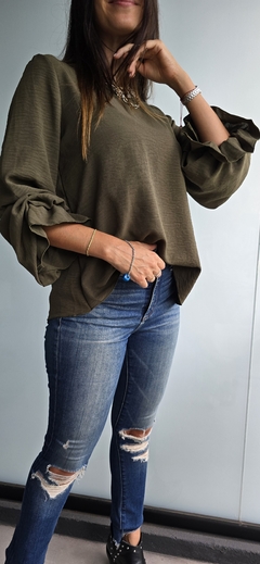 Blusa de cey m/l con frunce en puños - tienda online