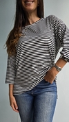 Remera de modal cuello redondo manga 3/4 rayada x talles - comprar online