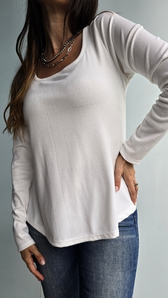 Remera evase de morley lanilla que se ata en la espalda - She Indumentaria