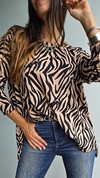 Sweater / Remeron de lanilla cuello redondo manga 3/4 estampado - comprar online