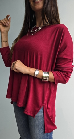 Remeron de lanilla morley con tajos laterales más largo atrás - She Indumentaria