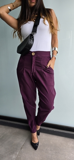 Pantalon de bengalina elastizado tipo slouchy - She Indumentaria