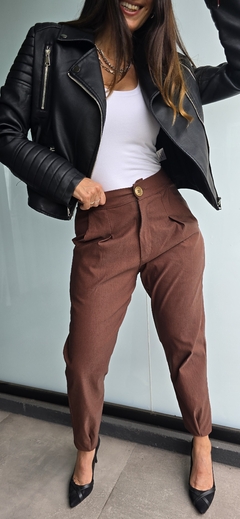 Pantalon de bengalina elastizado tipo slouchy - tienda online