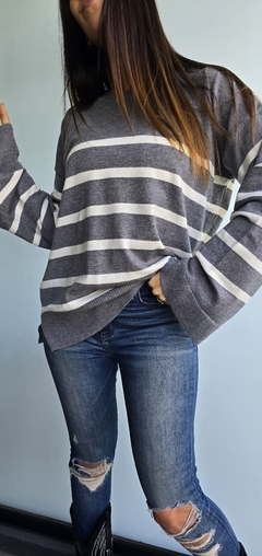 Sweater rayado amplio con tajos laterales de bremer - tienda online
